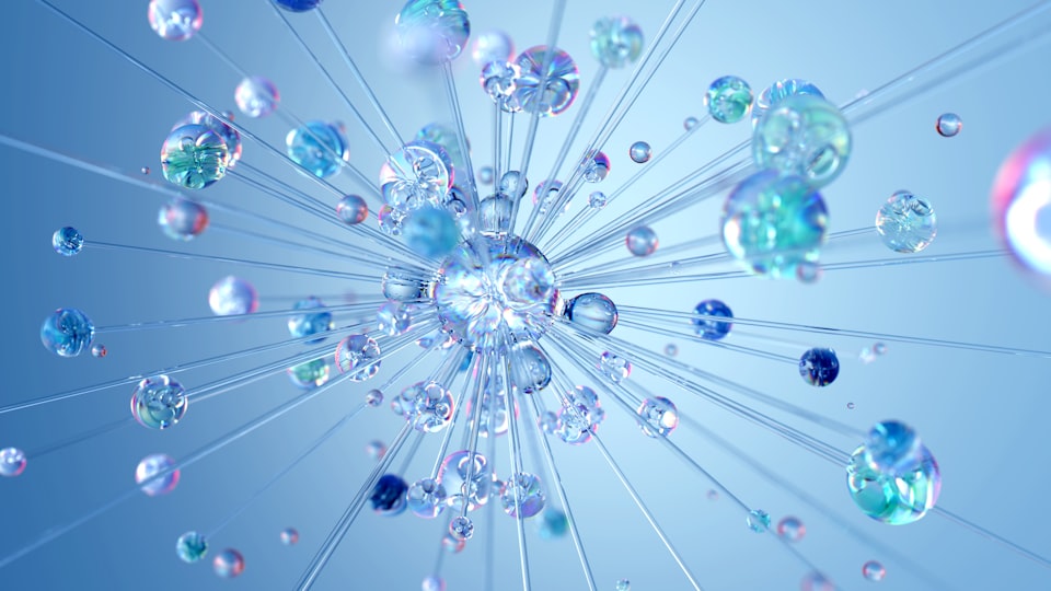 Abstract visual of a glowing artificial intelligence network and data connections